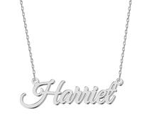 UMAGICBOX Personalized Silver Name Necklace Harriet - Customizable Engraved Stainless Steel Pendant for Women - Unique Gift for Birthdays, Anniversaries, Graduations, and Valentine's Day