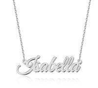 UMAGICBOX Personalized Silver Name Necklace Isabella - Customizable Engraved Stainless Steel Pendant for Women - Unique Gift for Birthdays, Anniversaries, Graduations, and Valentine's Day