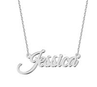 UMAGICBOX Personalized Silver Name Necklace Jessica - Customizable Engraved Stainless Steel Pendant for Women - Unique Gift for Birthdays, Anniversaries, Graduations, and Valentine's Day