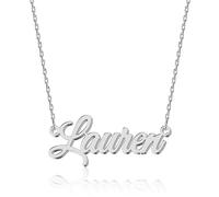 UMAGICBOX Personalized Silver Name Necklace Lauren - Customizable Engraved Stainless Steel Pendant for Women - Unique Gift for Birthdays, Anniversaries, Graduations, and Valentine's Day