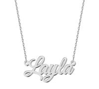 UMAGICBOX Personalized Silver Name Necklace Layla - Customizable Engraved Stainless Steel Pendant for Women - Unique Gift for Birthdays, Anniversaries, Graduations, and Valentine's Day