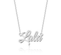 UMAGICBOX Personalized Silver Name Necklace Lola - Customizable Engraved Stainless Steel Pendant for Women - Unique Gift for Birthdays, Anniversaries, Graduations, and Valentine's Day