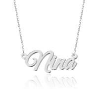 UMAGICBOX Personalized Silver Name Necklace Nina - Customizable Engraved Stainless Steel Pendant for Women - Unique Gift for Birthdays, Anniversaries, Graduations, and Valentine's Day