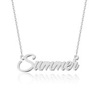 UMAGICBOX Personalized Silver Name Necklace Summer - Customizable Engraved Stainless Steel Pendant for Women - Unique Gift for Birthdays, Anniversaries, Graduations, and Valentine's Day