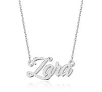 UMAGICBOX Personalized Silver Name Necklace Zara - Customizable Engraved Stainless Steel Pendant for Women - Unique Gift for Birthdays, Anniversaries, Graduations, and Valentine's Day