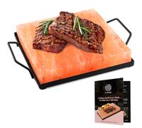 UMAID Himalayan Salt Block Cooking Plate 8x8x1.5 for Cooking, Grilling, Cutting and Serving, Food Grade Rock Salt Stone On Steel Tray with Recipe Pamphlet Unique Gifts for Men, Women, Dads & Cooks