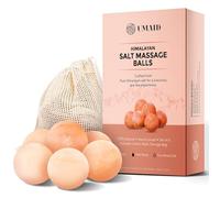 UMAID Himalayan Salt Massage Balls 6-Pack with Cotton Mesh Bag, Natural Therapy Stones for Hot & Cold Muscle Relief, Relaxation & Spa Massage, Warm in Microwave or Chill in Freezer