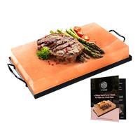 UMAID Natural Himalayan Rock Salt Block Cooking Plate for Cooking, Grilling, Cutting and Serving, Food Grade Salt with Metal Steel Tray Set with Recipe Pamphlet Salt cooking block 12 X 8 X 1.5