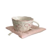 umalls 1Pc Bow Ceramic Mug, Exquisite and Simple Bow Large Capacity Couple Cup, Suitable for Home Decoration, Home Drinking Water, Candlelight Dinner, Coffee Latte Flower Cup, Holiday, Exquisite