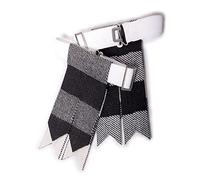 UMAM Kilt Flashes for Men with Heavy Buckle Adjusters, Plain & Tartan Kilt Sock Flashes., White and Black Rob Roy, 00