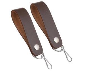 UMAM Leather Sporran Belt with Metal Chain/Hook - Chain Suspender - Hook Suspender Durable Scottish Kilt Accessory, Hook Suspender Plain Brown, One Size