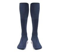 UMAM Scottish Highland Kilt Hose for Men, Ribbed Socks for USA Shoe Sizes, Wool Blend, Navy Blue, Large