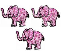 Umama Patch Set of 3 Mini Pink Elephant Embroidered Patch Cartoon Elephant Iron on Patches Craft Embroidery for Kids Clothing Dress Clothes Backpacks
