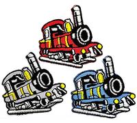Umama Patch Set of 3 Mini Train Cute Craft Patches Steam Train Red Gray Blue Cartoon Patch Embroidered Sew on Iron on Patch for Backpacks Jeans Clothing