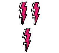 Umama Set of 3 Mini Lightning Bolt Storm Sky Nature Cartoon Patch Pink Lightning Iron on Patches for Kids Clothing Sew on Appliques Dress Clothes Backpacks Vest Jeans Jackets Hats