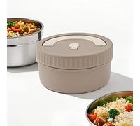 Umami Single Layer Lunch Box, Round Rectangular with Lid, 316 Stainless Steel Microwavable Lunch Box, Insulated Lunch Box with Cutlery for Office, Picnic (Dark Coffee)