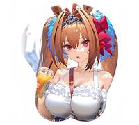 Umamusume: Pretty Derby mouse pad,3d anime girl big chest gaming mouse pad mat with gel wrist rest,Ergonomic mouse pad with PU non-slip base.(Daiwa Scarlet)