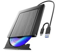 Umaniy External CD DVD Drive, Ultra Flat USB 3.0 & USB-C CD/DVD Drive External, CD DVD +/-RW ROM Burner Optical External DVD Drive for Laptop, PC, Desktop, MacBook, Windows 11/10/8/7/XP/Linux/MacOS