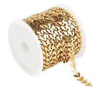 UMAOKANG 16.4 Feet Gold Plated Stainless Steel Link Chain Hollow Leaf Cable Necklace Chains Bulk with Spool for Women Jewelry Making DIY Bracelets Accessories