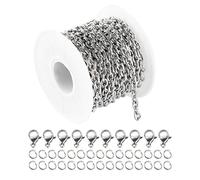 UMAOKANG 16.4 Feet Stainless Steel Cable Chains Spool Silver Cross Necklace Chains Bulk with Lobster Clasps and Jump Rings for DIY Bracelets Jewelry Making