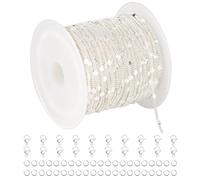 UMAOKANG 32.8 Feet Silver Chain for Women Necklace Bracelet DIY Jewelry Supplies Twist Curb Embossed Sequin Silver Plated Brass Chain Roll