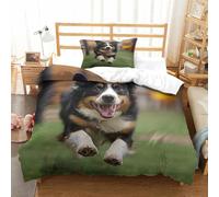 UMASQOPAM Australian Shepherd Comforter Covers Duvet Cover Quilt Cover for Teens And Adults 3D Print Soft Microfiber Bedding Set with Zipper Closure with Pillow Cases 2 Pieces Single(135x200cm)