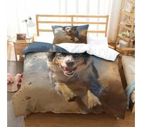 UMASQOPAM Australian Shepherd Duvet Cover Comforter Covers for Teens And Adults Quilt Cover 3D Print Bedding Set with Pillow Cases Soft Microfiber with Zipper Closure 2 Pieces Single(135x200cm)