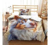 UMASQOPAM AUSTRALIAN SHEPHERD Duvet Cover Comforter Covers Quilt Cover 3D Print for Teens And Adults with Zipper Closure Soft Microfiber with Pillow Cases Bedding Set 2 Pieces Single(135x200cm)