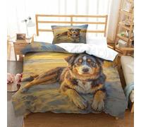 UMASQOPAM AUSTRALIAN SHEPHERD Duvet Cover Quilt Cover for Boys Girls 3D Print Comforter Covers with Zipper Closure Bedding Set with Pillow Cases Soft Microfiber 2 Pieces Single(135x200cm)