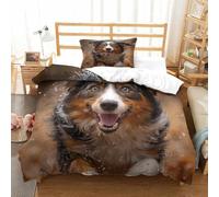 UMASQOPAM Australian Shepherd Quilt Cover Duvet Cover 3D Print for Boys Girls Comforter Covers Soft Microfiber Bedding Set with Pillow Cases with Zipper Closure 2 Pieces Single(135x200cm)