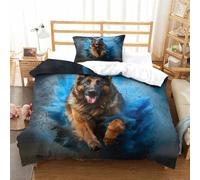 UMASQOPAM German Shepherd 3D Print Quilt Cover Comforter Covers Duvet Cover for Boys Girls Soft Microfiber with Pillow Cases with Zipper Closure Bedding Set 2 Pieces Single(135x200cm)