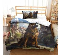 UMASQOPAM German Shepherd Comforter Covers Duvet Cover 3D Print Quilt Cover for Teens And Adults Soft Microfiber with Zipper Closure with Pillow Cases Bedding Set 2 Pieces Single(135x200cm)