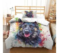 UMASQOPAM German Shepherd Duvet Cover 3D Print for Boys Girls Comforter Covers Quilt Cover with Pillow Cases with Zipper Closure Soft Microfiber Bedding Set 2 Pieces Single(135x200cm)