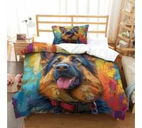 UMASQOPAM German Shepherd Duvet Cover Comforter Covers Quilt Cover 3D Print for Teens And Adults with Zipper Closure Soft Microfiber with Pillow Cases Bedding Set 2 Pieces Single(135x200cm)