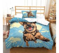 UMASQOPAM German Shepherd for Boys Girls Quilt Cover 3D Print Comforter Covers Duvet Cover Soft Microfiber Bedding Set with Zipper Closure with Pillow Cases 2 Pieces Single(135x200cm)