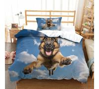 UMASQOPAM German Shepherd Quilt Cover for Boys Girls Comforter Covers 3D Printed Duvet Cover with Pillow Cases Soft Microfiber with Zipper Closure Bedding Set 2 Pieces Single(135x200cm)