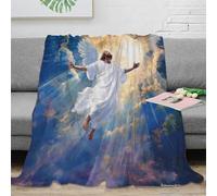 UMASQOPAM God And Jesus Bedding Throw 3D Printed Blanket Lightweight Fluffy Plush Soft Cozy Gifts for Bed And Couch for Boys Girls All Season Couch Sofa 60x80inch(150x200cm)
