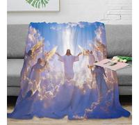 UMASQOPAM God And Jesus Blanket 3D Printed Bedding Throw Plush Gifts Soft Cozy Lightweight Fluffy for Holiday Bed Couch for Boys Girls All Season Couch Sofa 40x50inch(100x130cm)