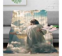 UMASQOPAM God And Jesus Throw 3D Printed Blanket Bedding Gifts Lightweight Fluffy Plush Soft Cozy for Bed And Couch for Boys Girls All Season Couch Sofa 50x60inch(127x152cm)
