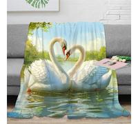 UMASQOPAM Swan 3D Printed Throw Bedding Blanket Soft Cozy Gifts Plush Lightweight Fluffy for Kids Teens Adults for Boys Girls All Season Couch Sofa 50x60inch(127x152cm)