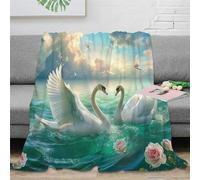 UMASQOPAM Swan Bedding Throw 3D Printed Blanket Soft Cozy Lightweight Fluffy Plush Gifts for Bed And Couch for Boys Girls All Season Couch Sofa 40x50inch(100x130cm)