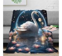UMASQOPAM Swan Blanket Bedding Throw 3D Printed Lightweight Fluffy Gifts Soft Cozy Plush for Holiday Bed Couch for Boys Girls All Season Couch Sofa 80x90inch(200x230cm)