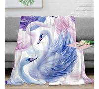 UMASQOPAM Swan Throw 3D Printed Bedding Blanket Plush Soft Cozy Gifts Lightweight Fluffy for Kids Teens Adults for Boys Girls All Season Couch Sofa 80x90inch(200x230cm)