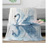 UMASQOPAM Swan Throw Bedding Blanket 3D Printed Gifts Soft Cozy Plush Lightweight Fluffy for Holiday Bed Couch for Boys Girls All Season Couch Sofa 80x90inch(200x230cm)