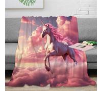 UMASQOPAM Unicorn Throw Bedding Blanket 3D Printed Lightweight Fluffy Plush Soft Cozy Gifts for Kids Teens Adults for Boys Girls All Season Couch Sofa 40x50inch(100x130cm)