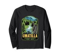 Umatilla National Forest North Fork John Day River Retro Art Long Sleeve T-Shirt