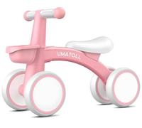 Umatoll Baby Balance Bike for 1 Year Old Girls, 12-24 Months Toddler Balance Bike with Removable Basket, Adjustable Seat, 4 Wheels Infant Bike, First Birthday Gift (Pink)