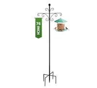 UMavlesFrd Shepherd Hook Garden for Bird House Stand, 193 cm, 1.9 cm Thick Tube, Metal Butterfly Double Hooks with 5 Prong Base Shepherd's Rod