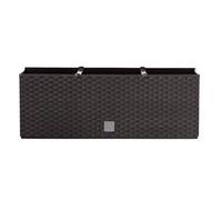 Rectangle Plant Pot Flower Box Plastic Rattan Look Rato Self Watering Garden Patio Weather resistant Lightweight Modern (Umber, 30L)