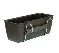 (Umber, L38.6cm xW15.4cm x H14.2cm) Hanging Flower Box Planter Basket Self Watering Rattan Look Plastic Rectangle